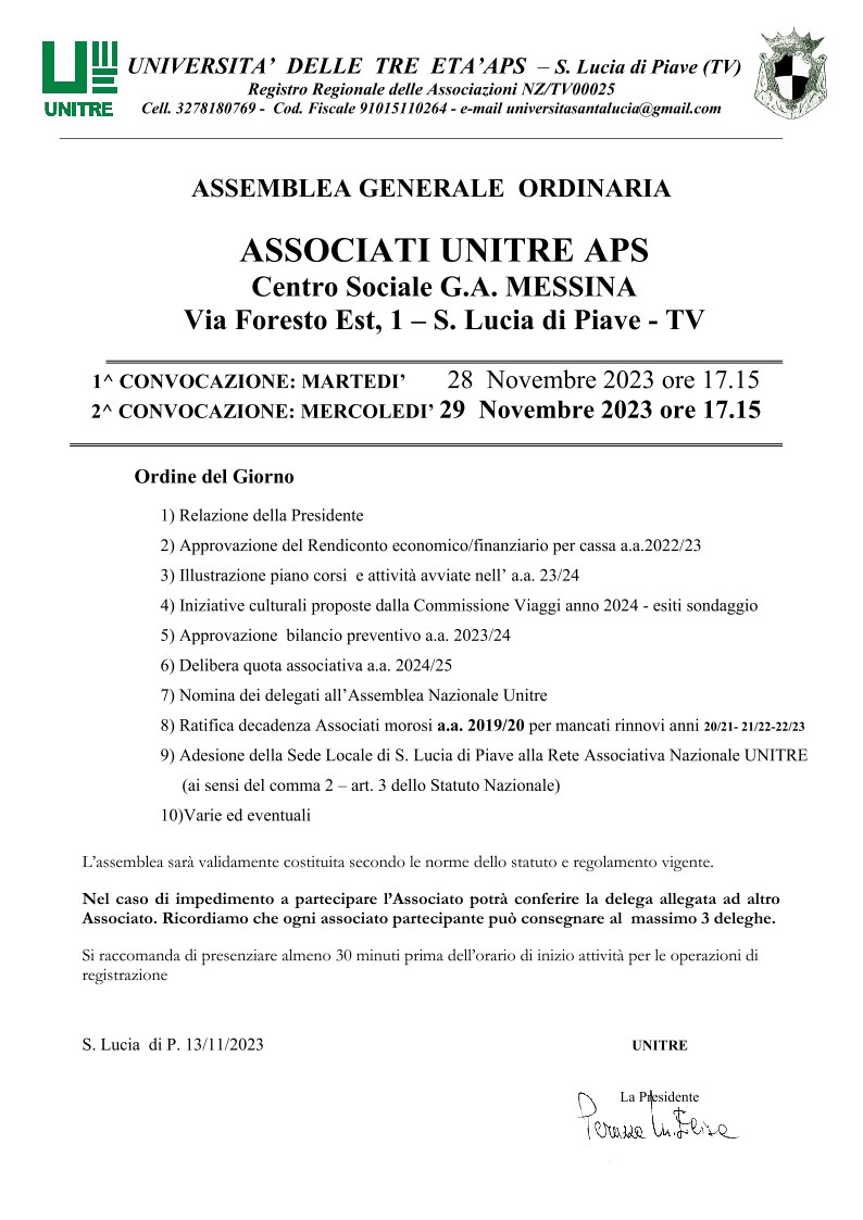 Convocazione Assemblea Ordinaria