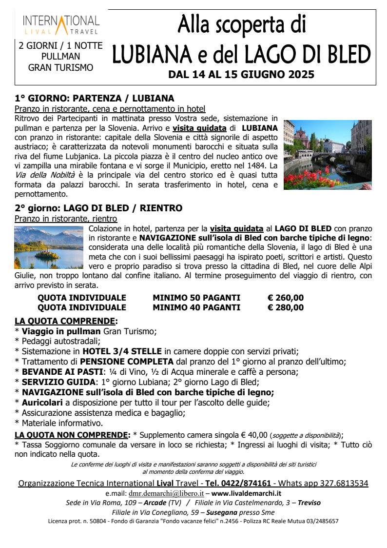 Viaggio a LUBIANA e LAGO di BLED