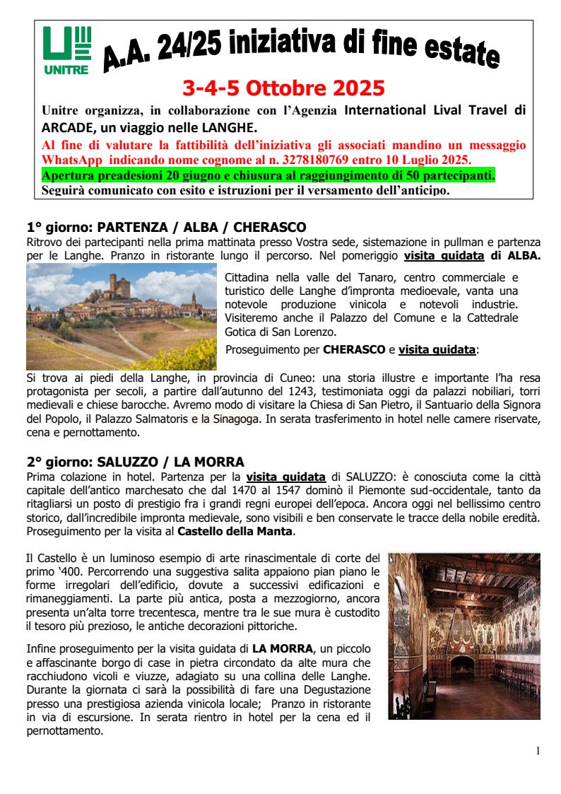 Langhe – Iniziativa di fine estate